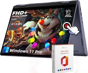 Dell Inspiron 14 2-in-1 Touchscreen Laptop, 14" Full HD+, AMD R5 8640HS, 16 GB DDR5, 512 GB SSD, Radeon Graphics, Backlit Keyboard, Fingerprint, Windows 11 Pro