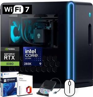 Dell Alienware Aurora Gaming Pc - Intel Ultra 9 Series 285K  GeForce RTX 5080 16GB GDDR7  32GB DDR5 RAM, 2TB SSD, 2TB HDD  Wi-Fi7  w/MS Office Lifetime, External DVD Drice  Win 11 Pro