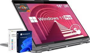 Lenovo Yoga 7 2-in-1 Laptop, 16" 2K Touchscreen, AMD Ryzen 7 8840HS, 16 GB DDR5, 1 TB SSD, Long Battery Life, , Wi-Fi 6E, Backlit KB, Win 11 Pro, Microsoft Office