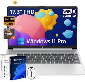 HP 17.3" FHD Laptop for Business and Students - with Office Lifetime License, AMD Ryzen 5 7430U, Wi-Fi 6, Windows 11 Pro (16GB RAM | 1TB SSD)