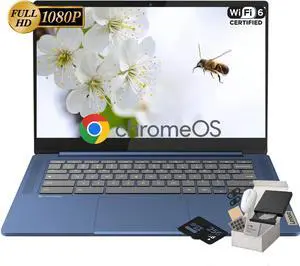 Lenovo IdeaPad Slim 3 Chromebook, Lightweight Laptop, 14" Full HD Display- 4GB RAM, 64GB eMMC+64GB Micro SD Card, ARM Mali-G52 - HD 720p Camera - MediaTek Kompanio 520 - Abyss Blue
