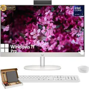 HP 27-inch All-in-One Desktop PC, Intel Ultra 7-155U, FHD Touchscreen Display, Windows 11 Pro, Business AIO for Everyday Use (32GB RAM, 2TB SSD)