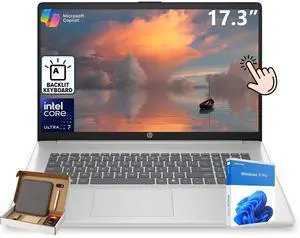 HP 17 inch Touchscreen Laptop, Intel Core Ultra 7 255U, 16GB DDR5 RAM, 1TB SSD, 17.3" diagonal HD+ 250 nit Display, Copilot AI, Backlit KB, Wi-Fi 6, Windows11 Pro