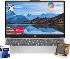 HP 15.6" FHD Touchscreen Laptop for College Student & Business, AMD Ryzen 7 7730U, 32GB RAM, 1TB SSD, AMD Radeon Graphics, WiFi 6, Copilot, Windows 11 Pro
