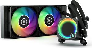 EK Nucleus AIO CR240 Lux D-RGB 240mm AIO Liquid CPU Cooler with EK FPT 120mm Fans - Compatible with latest Intel and AMD CPU sockets - LGA 1700 and AM5