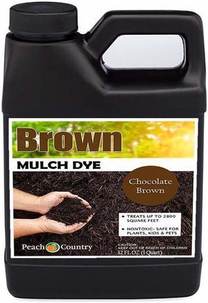Peach Country Premium Chocolate Brown Mulch Color Concentrate - 2,800 Sq. Ft. - Pure Chocolate Brown Mulch Dye Spray (1 Quart, Brown)
