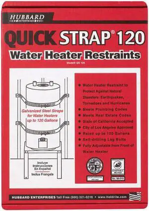 ZORO SELECT QS-120 Water Heater Straps, Up To 120 Gals