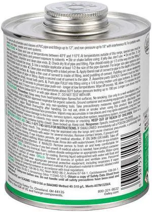 OATEY 31008 PVC Cement,Clear,Heavy Bodied,32 oz.