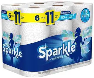 Sparkle Paper Towels 116 sheet 2 ply 6 pk - Total Qty: 4