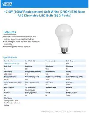 LED ND A21 2700K17.5W2PK