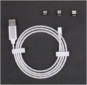 LED Flowing Magnetic Charger Blue Cable Light Up Candy Moving Party Shining Charger Phone Charging Cable Magnetic Streamer Absorption USB Snap Quick Connect 3 in 1 USB Cable