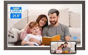 FULLJA 21.5 Inch Digital Picture Frame with WiFi - Full HD 1920x1080 IPS Display, Dual-Band WiFi, Smartphone Sync, 32GB Storage, App/Email Sharing, Wall Mountable Home Decor
