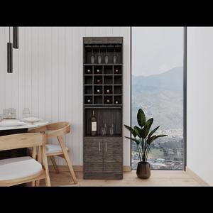 Soria Bar Double Door Cabinet, Sixteen Built-in Wine Rack, Concealable Serving Tray, One Shelf