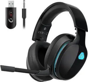 Gtheos 2.4GHz Wireless Gaming Headphones for PC, PS4, PS5, Mac, Nintendo Switch, Bluetooth 5.2 Headset with Detachable Noise Canceling Microphone, Stereo Sound, 3.5mm Wired Mode for Xbox Series