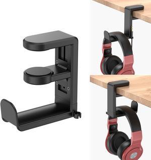 PC Gaming Headset Headphone Hook Holder Hanger Mount, Headphones Stand with Adjustable &Rotating Arm Clamp, Under Desk Design, Universal Fit, Built in Cable Clip Organizer EURPMASK