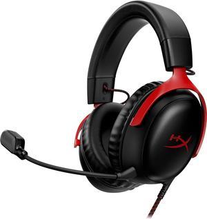 HyperX Cloud III  Wired Gaming Headset, PC, PS5, Xbox Series X|S, Angled 53mm Drivers, DTS, Memory Foam, Durable Frame, Ultra-Clear 10mm Mic, USB-C, USB-A, 3.5mm  Black/Red