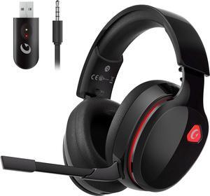 Wireless Gaming Headset for PS5, PC, PS4, Mac, Nintendo Switch, Gaming Headphones with Microphone, Bluetooth 5.2 Gaming Headset, Stereo Sound, Red Light, 3.5mm Wired Mode for Xbox Series -Black