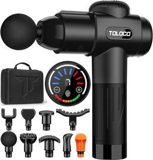 Massage Gun Deep Tissue, Back Massage Gun for Athletes for Pain Relief, Percussion Massager with 10 Massages Heads  Silent Brushless Motor, Valentines Day Gifts for Him/Her, Black