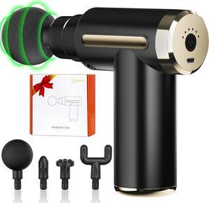 Handheld Massage Gun Deep Tissue 6 Speeds Cordless Handheld Muscle Massager with 4 Heads,Type-C Charging,Gifts for Mom/Dad,Gold.
