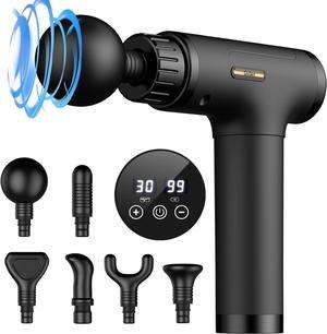 Massage Gun Deep Tissue, Mini Percussion for Athletes, Portable Muscle with 6 Attachments Pain Relief - Back, Neck, Body  30 Speed (Black)