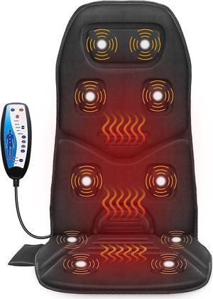 Massage Seat Cushion with Heat,10 Vibration Motors Seat Warmer, Back Massager for Chair, Massage Chair Pad for Back,Valentines Day Gifts for Women,Men,Black