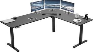 Electric Corner L-Shaped 75 x 63 inch Standing Desk, Height Adjustable, Memory Controller, Black Top Black Frame, DESK-E3CTB-75