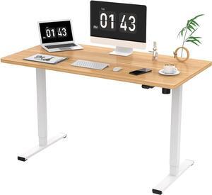 Electric Standing Desk 48 x 24 Inches, Height Adjustable Stand Up Desk w/2-Button Controller, Ergonomic Computer Desk for Home Office, White Frame + Natural Tabletop