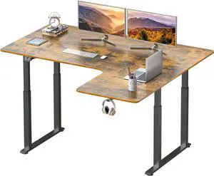 Standing Desk, 63 x 43 Inch L Shaped Desk, Electric Height Adjustable Dual Motor Sit Stand Desk, Corner Stand Up Desk, Large Computer Workstation for Home Office with 4 Stable Legs