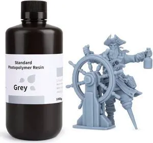 ELEGOO Upgraded Standard Photopolymer Resin LCD UV-Curing Resin 405nm 3D Printer Resin for LCD/MSLA/DLP 3D Printing Grey 1000g