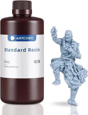 ANYCUBIC 3D Printer Resin, 405nm High Precision Fast Curing UV Photopolymer Resin for LCD 3D Printing, Grey 1kg