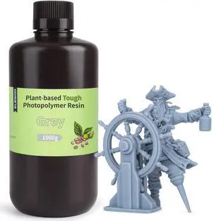 ELEGOO ABS-Like Plant-Based 3D Printer Resin with Low Odor and High Precision, 405nm UV Resin, and Quick Curing for LCD/MSLA/DLP 3D Printing - Grey 1000g