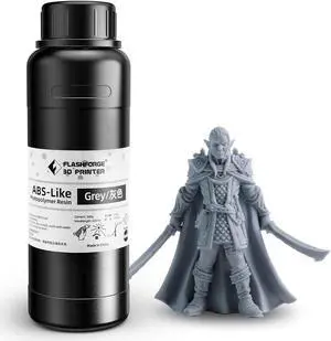 Flashforge Upgraded ABS-Like Resin High Strength and Toughness 3D Printer Resin 405nm Fast UV Curing Photopolymer Resin 3D Printing Liquid, High Precision ABS Resin for LCD 3D Printing (Grey, 500g)