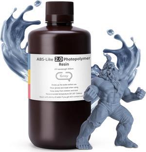 ELEGOO Upgraded ABS-Like 2.0 3D Printer Resin Grey 1000g, Rapid Precise Printing Photopolymer Resin 405nm LCD UV-Curing for LCD 3D Printer