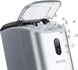 Ice Maker Countertop - Chewable Pellet Ice Cubes, 33 lbs Daily Output, Stainless Steel Housing, Self-Cleaning Ice Machine with Ice Bags for Parties, Kitchen, Bar, Office, Silver