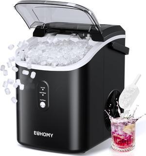 Nugget Ice Maker Countertop with Handle, Ready in 6 Mins, 34lbs/24H, Removable Top Cover, Auto-Cleaning, Portable Sonic Ice Maker with Basket and Scoop, for Home/Party/RV/Camping. (Black)