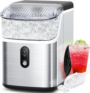 Nugget Ice Makers Countertop, Soft Chewable Crushed Ice Maker Machine, Portable Pebble Ice Maker Countertop, 34Lbs/Day, Self-Cleaning, One-Button Operation Ice Machine for Home Kitchen Party