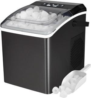 Ice Makers Countertop Portable Ice Machine 2 Sizes Bullet Ice Cubes Ready in 6 Mins 26.5lbs/Day with Ice Scoop and Basket Digital Controls LED Indicators for Parties/Home/Office/Bar, Black