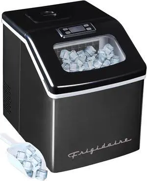 EFIC452-SSBLACK XL Maker, Makes 40 Lbs. of Clear Square Ice Cubes A Day, Black Stainless