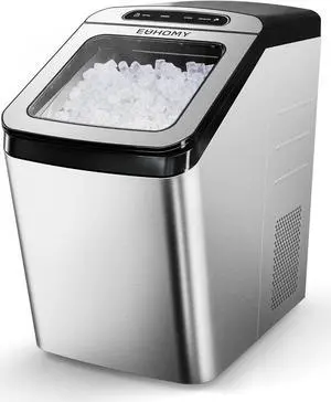 Nugget Ice Maker Countertop, Max 34lbs/Day, 2 Way Water Refill, Self-Cleaning Pebble Ice Maker Machine with 3Qt Reservoir, Ideal for Home, Office, Bar, and Party. (Silver)