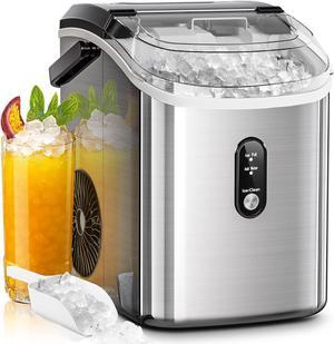 Nugget Ice Makers Countertop,Portable Pebble Ice Maker Machine with Soft Chewable Ice,35Lbs/24H,One-Click Operation,Self-Cleaning,Crushed Ice Maker for Home/Kitchen(Stainless Steels Silver)