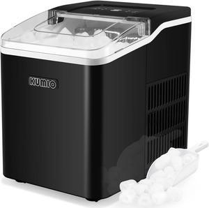Ice Makers Countertop, 9 Bullets Ready in 9 Mins, 26.5 Lbs/24 Hrs, Ice Machine with Self-Cleaning, Removable Ice Basket & Scoop, 2 Sizes of Bullet Ice for Kitchen Office Bar Party, Black