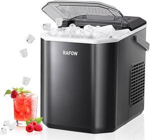 Ice Maker Countertop - Portable Ice Machine Makes 26 lbs of Ice in 24 Hours, 9 Ice Cubes in 6 Minutes, Self-Cleaning - Compact Nugget Ice Maker with Scoop and Basket for Home, Kitchen, and RV (Black)