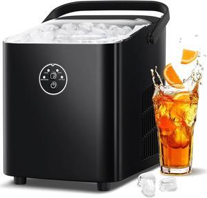 Countertop Ice Maker 6-Minute Fast Bullet Ice, Portable Ice Machine, Automatic-Cleaning Suitable for Outdoor Camping Bar Party and Kitchen-Black