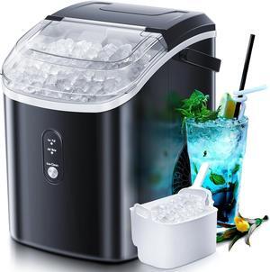 Nugget Countertop Ice Maker with Soft Chewable Pellet Ice,Pebble Portable Ice Machine with Ice Scoop, 34lbs in 24 Hours, Self-Cleaning, Sonic Ice, One-Click Operation, for Kitchen,Office Black