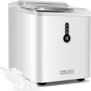 Countertop Ice Maker, 9 Thick Bullet-Shaped Ice Ready in 6-9 Mins, 26.5 Lbs in 24Hrs, Portable Ice Maker Machine with Ice Scoop and Basket for Home/Kitchen/Party, White