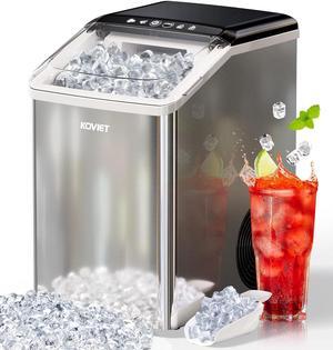 Nugget Ice Maker Countertop, 40lbs/24H Tooth-Friendly Soft Chewable Pebble Ice Machine, Self-Cleaning with Drainpipe, Crushed Pellet Ice Makers for Home Kitchen Party, Stainless Steel