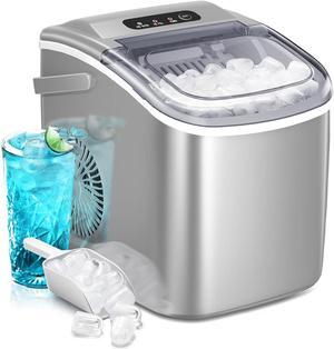 Ice Makers Countertop,Portable Ice Maker Machine with Handle,Self-Cleaning Ice Maker, 26Lbs/24H, 9 Ice Cubes Ready in 8 Mins, for Home/Office/Kitchen(Grey)