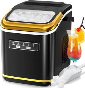 Countertop Ice Maker, Portable Bullet Ice Machine Self-Cleaning with Ice Scoop and Basket,9 Cubes in 6 Mins, 26.5lbs/24h,2 Sizes of Ice Cube for Home Kitchen Office Bar Party