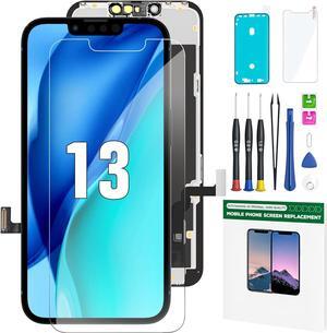 iPhone 13 Screen Replacement Kit 6.1" LCD Display 3D Touch Full HD Digitizer Full Assembly Repair Kits Waterproof Frame Sticker+Screen Tempered Protector for A2633 A2482 A2631 A2634 A2635