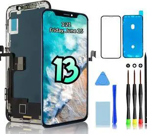for iPhone 13 Screen Replacement Kit, LCD Cellular Glass Display Repair Digitizer 6.1 inch Touch Screen with Repair Kit + Screen Protector